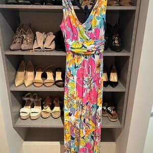 Lilly Pulitzer Pink and Yellow Halter Maxi Sundress